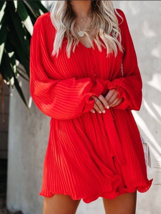 Vici Dresses & Skirts - VICI pleated mini dress NWT red size M